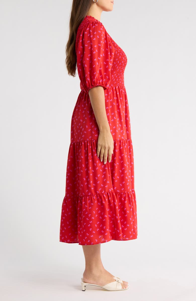 SUGARLIPS Tayla Bow Print Dress, Alternate, color, Red-Fuch-Multi