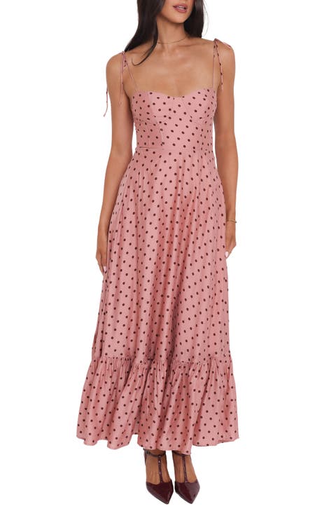 Ayana Polka Dot Fit & Flare Midi Dress