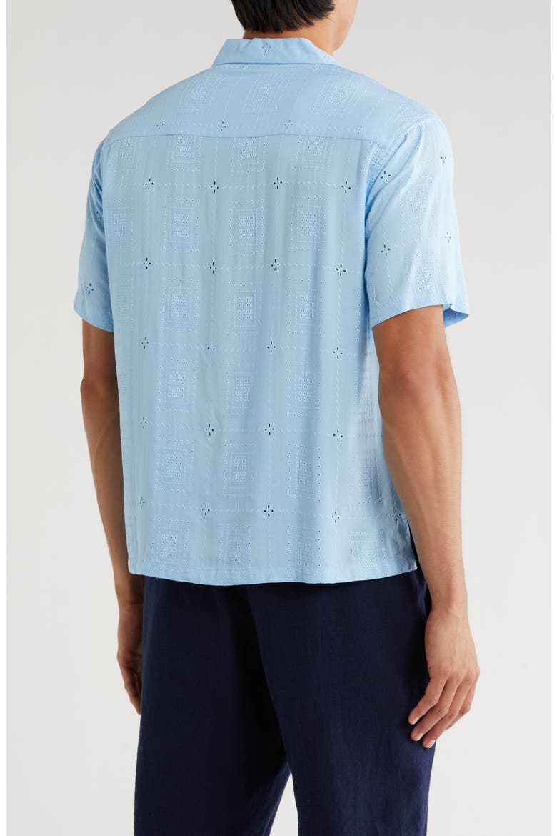 Boxy Fit Floral Eyelet Embroidered Camp Shirt, Alternate, color, BREEZE BLUE