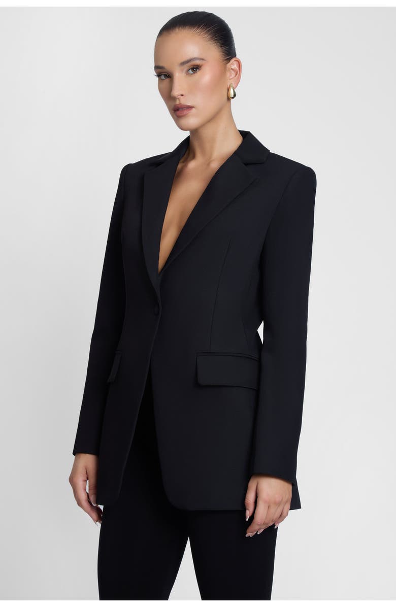 LEAU Classic Column Tailored Belted Blazer, Alternate, color, Black