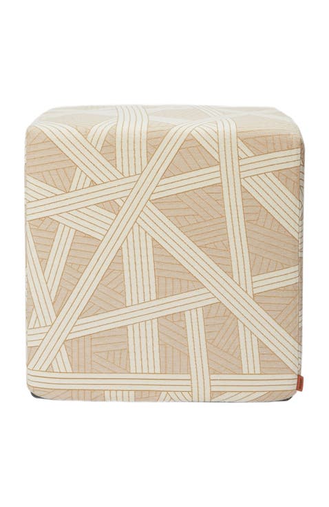 Nastri 40x40x40 Cm Footstool Cube With Contrasting Stitching