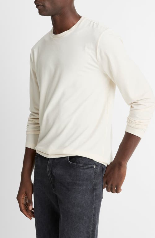 Vince Triblend Jersey Long Sleeved Crewneck Tee In Brown