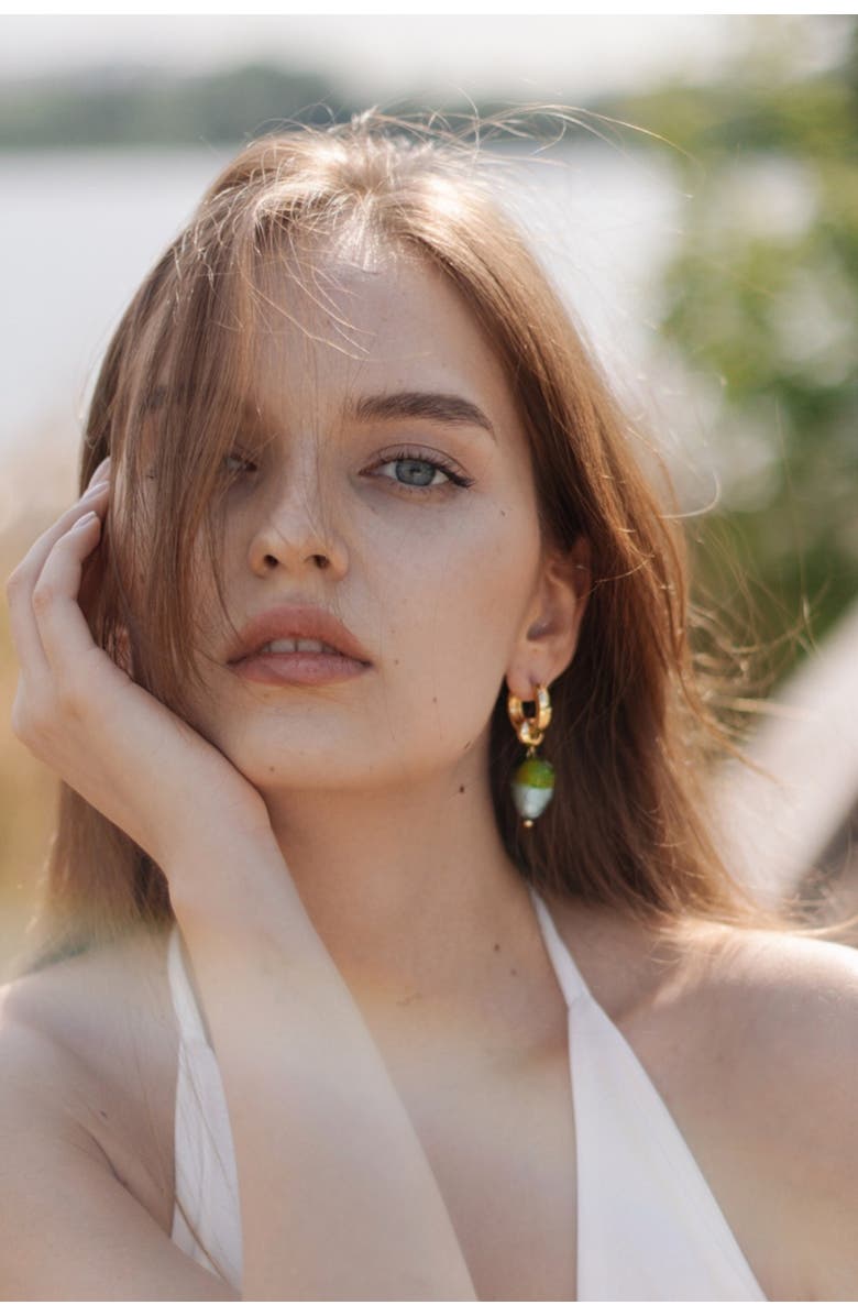 Classicharms Esmée Glaze Heart Dangle Earrings, Alternate, color, Mint