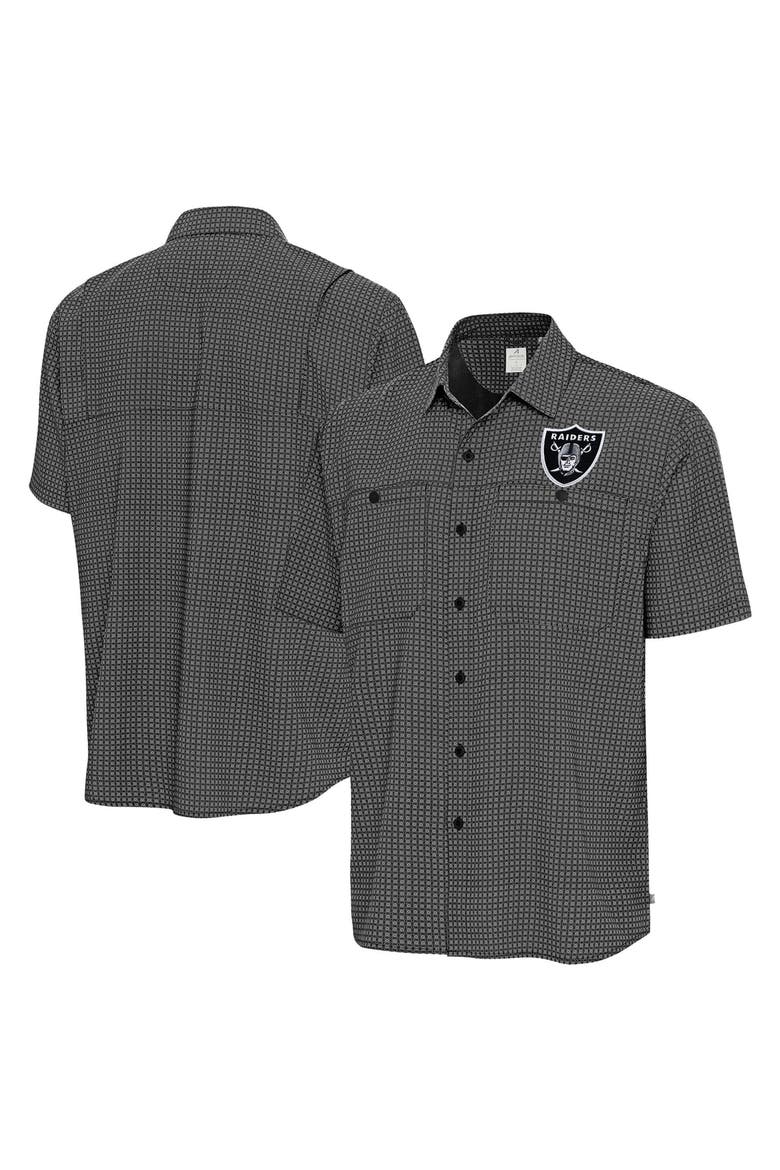 Men's Antigua Black Las Vegas Raiders Mosaic Button-Up Shirt, Main, color, Black