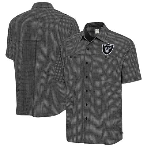 Men's Antigua Black Las Vegas Raiders Mosaic Button-Up Shirt
