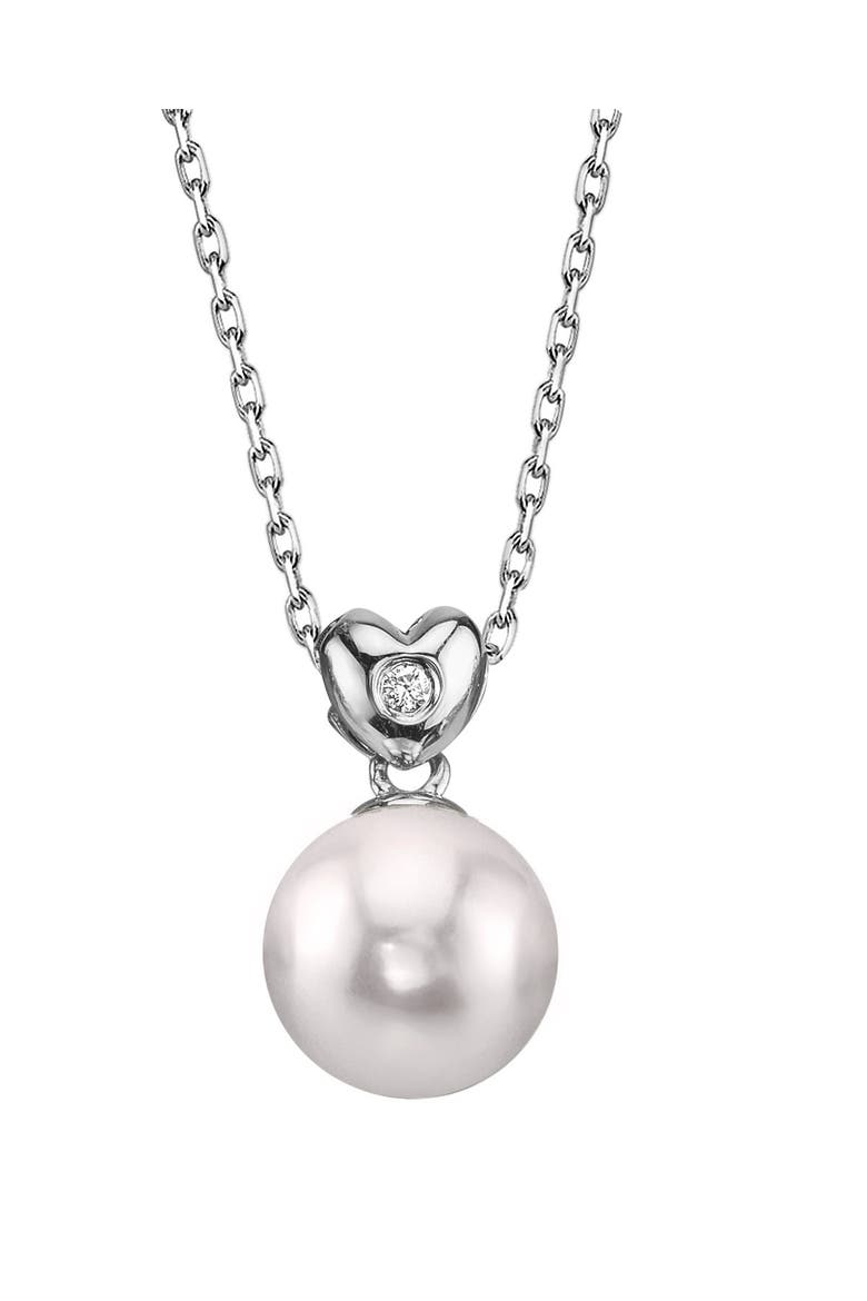 Akoya Pearl & Diamond Lev Pendant, Main, color, White Gold