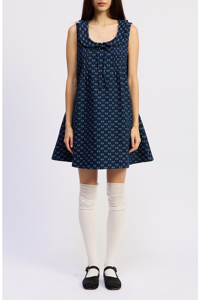 Violet Denim Minidress, Main, color, INDIGO BROWN MULTI
