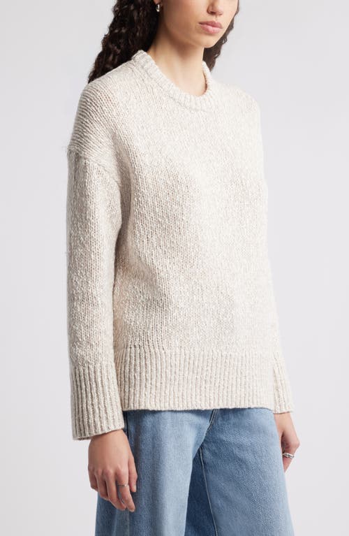 Nordstrom Marled Cotton & Wool Crewneck Sweater In Beige- Ivory Marl