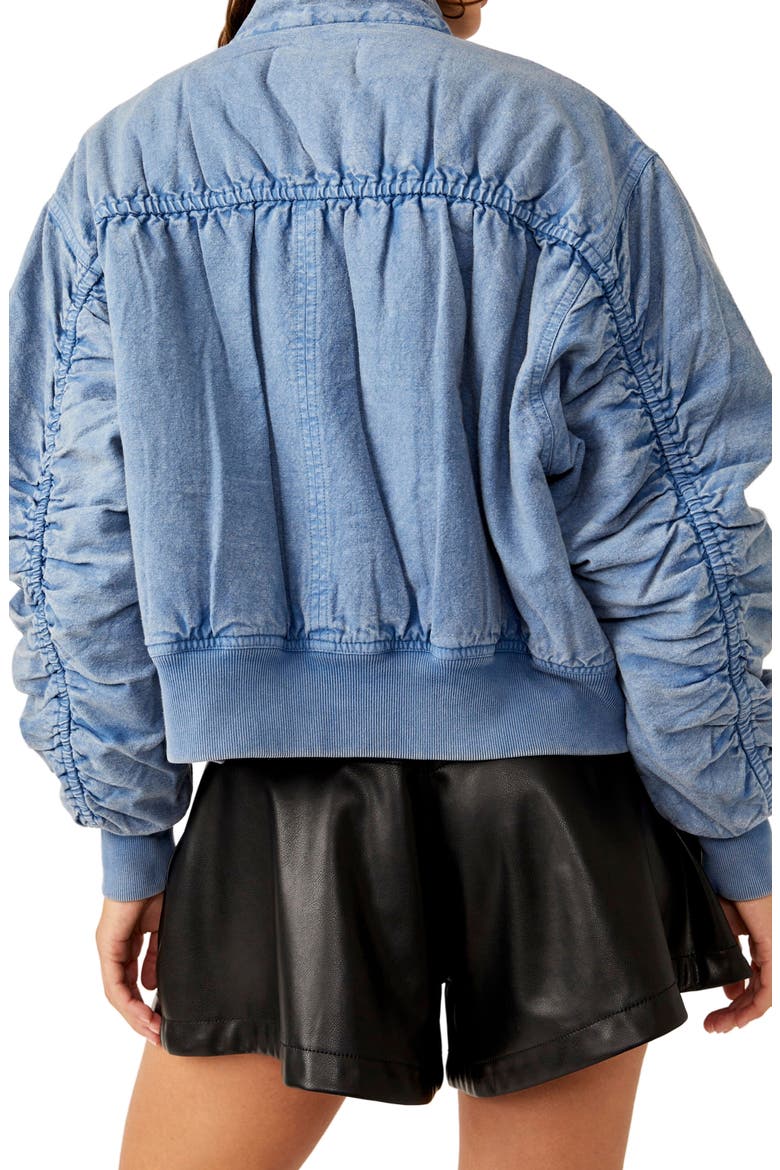 Flying High Cotton & Linen Bomber Jacket, Alternate, color, DENIM GREY