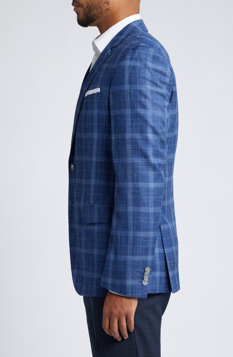 BOSS Hutson Slim Fit Plaid Wool & Silk Blend Sport Coat, Alternate, color, Navy