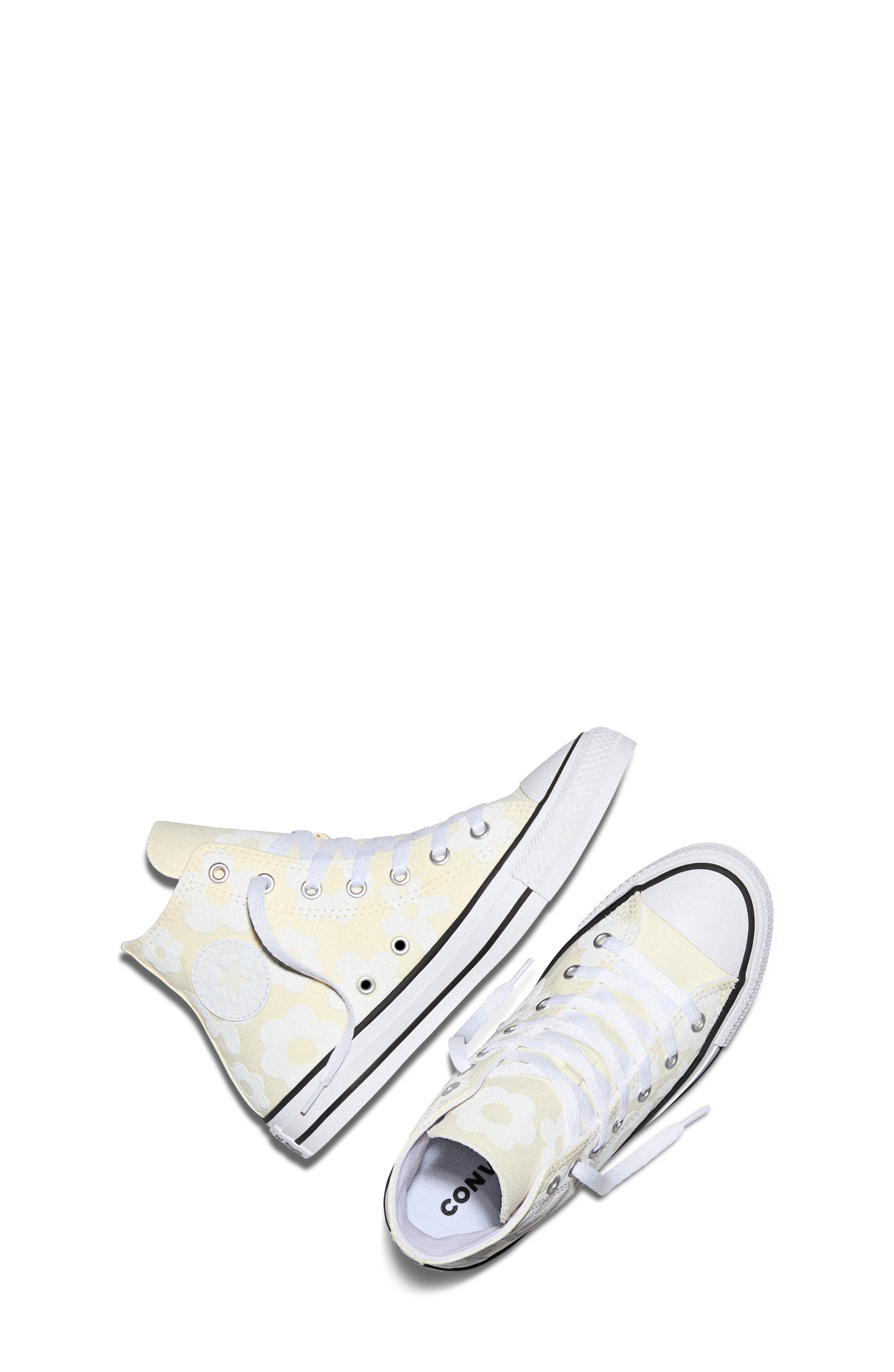 Converse Kids' Chuck Taylor All Star Canvas High Top Sneaker, Alternate, color, Egret/ White/ Silver