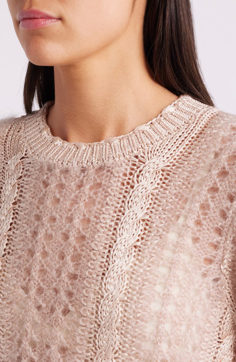 FRAME Cable Mix Crewneck Sweater, Alternate, color, Blush Multi