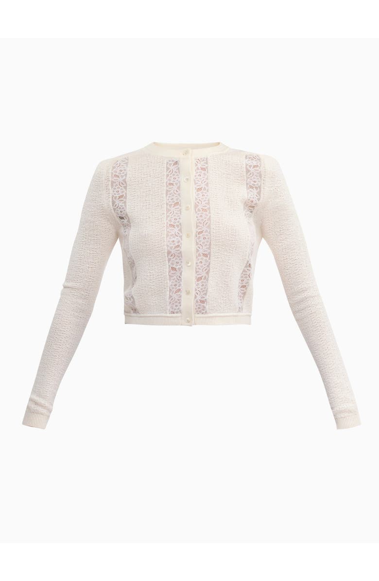 Rebecca Taylor Rhea Lace Knit Cardigan, Alternate, color, Ivory