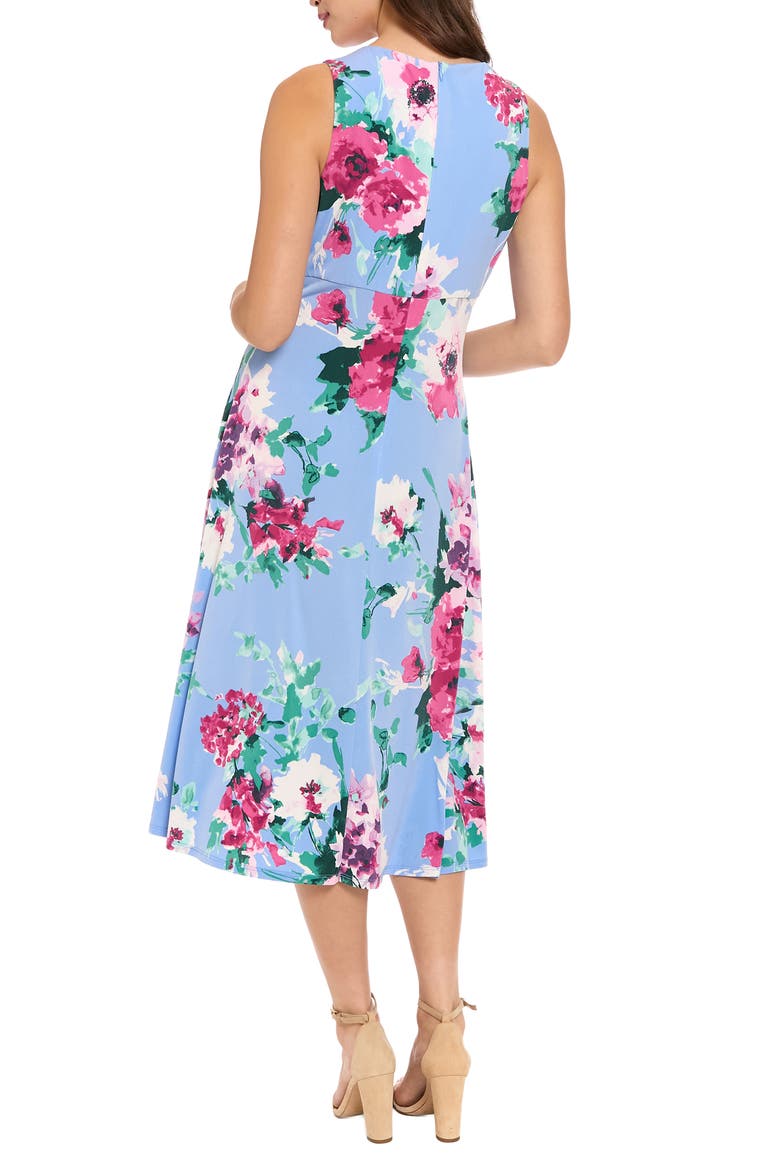 Floral Keyhole A-Line Midi Dress, Alternate, color, SKY/ PINK
