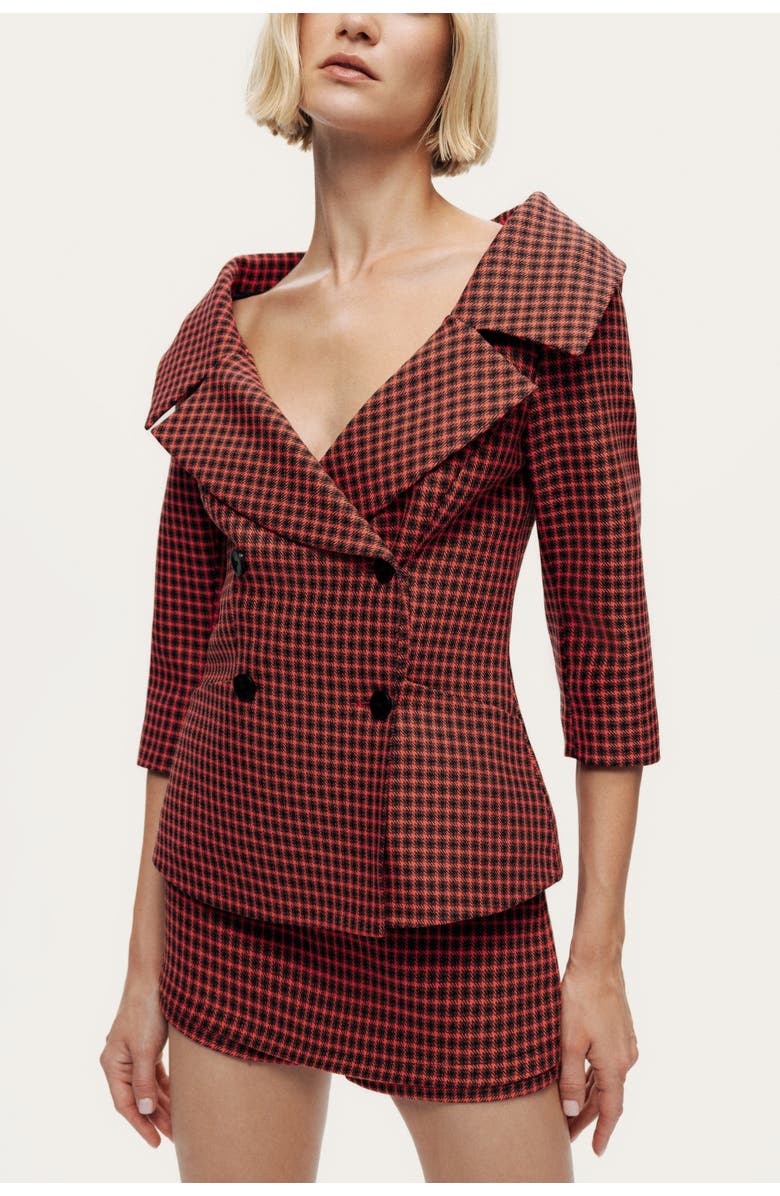 Nocturne Checked Portrait Collar Double-Breasted Jacket, Alternate, color, Multi-Colored