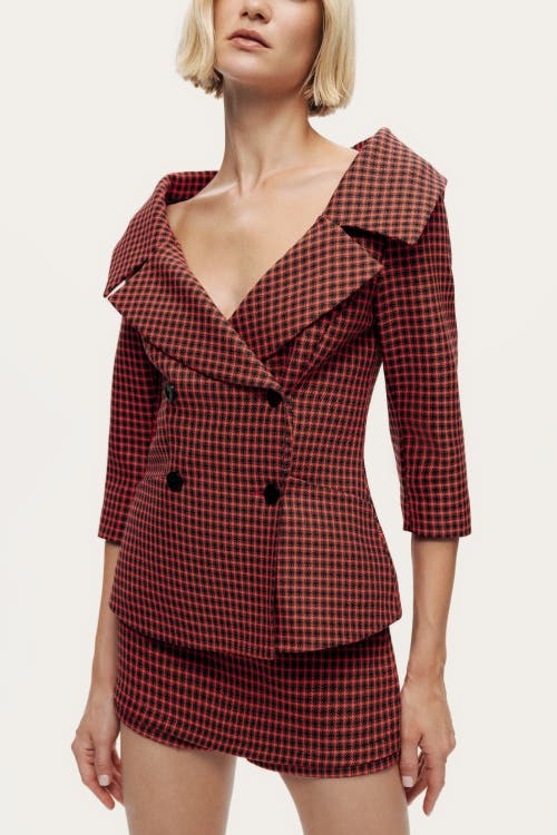 Nocturne Checked Portrait Collar Double-breasted Jacket In Multi