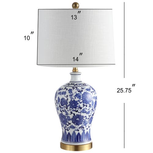 Jonathan Y Jennifer 25.75" Ceramic/metal Led Table Lamp In Blue/white