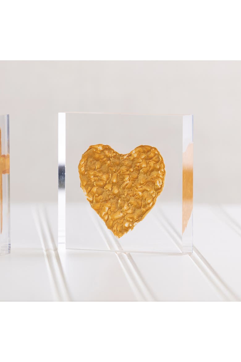Acrylic Block with Gold Heart Multicolored for Spring Home Decor, Main, color, Multicolored