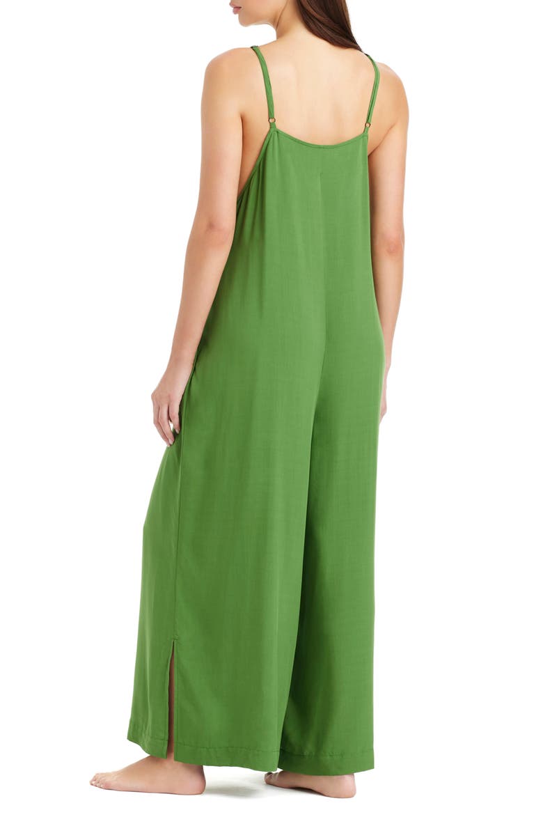 Sanctuary Pleated Cover-Up Overalls, Alternate, color, Palm