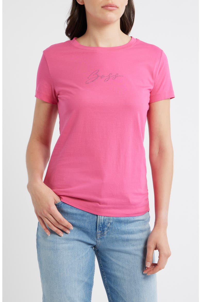 Esogo Crystal Logo Cotton Top, Main, color, MAGENTA