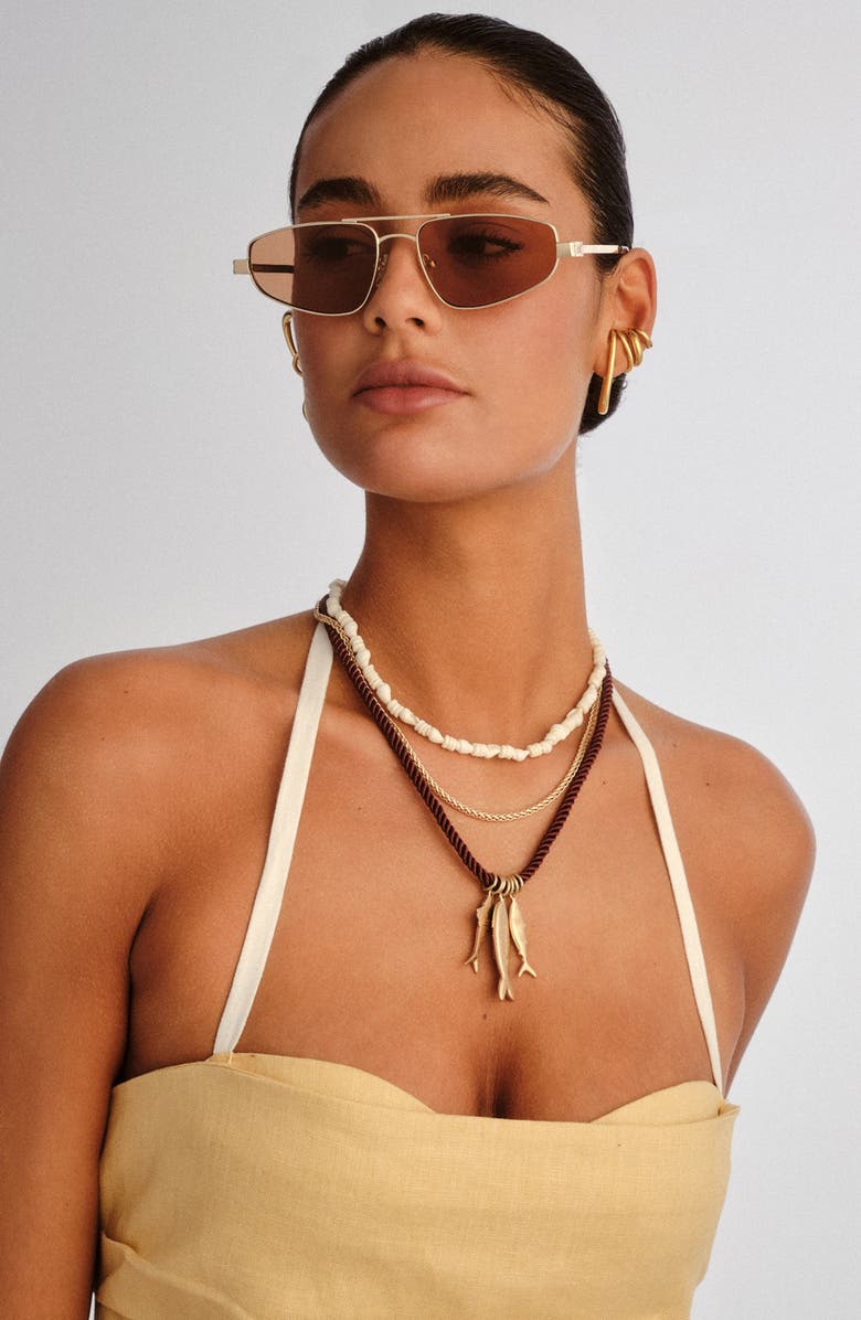 Le Specs Treausure 59mm Oval Sunglasses, Alternate, color, Gold / Chocolate Mono