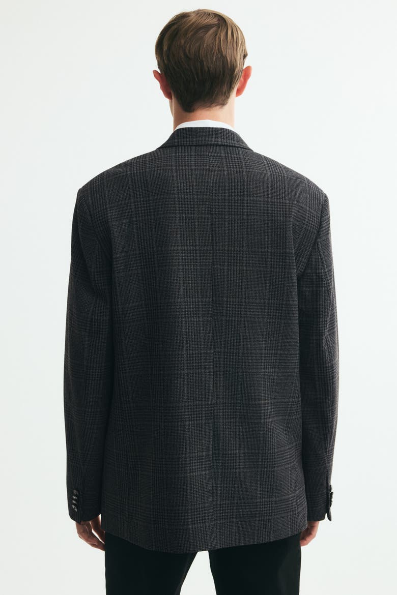 Relaxed-Fit Double-Breasted Jacket, Alternate, color, Dark gray/checked