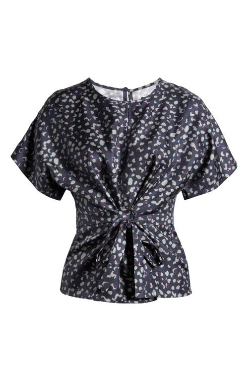 Shop Wyeth Dot Twist Detail Silk Twill Top In Twilight
