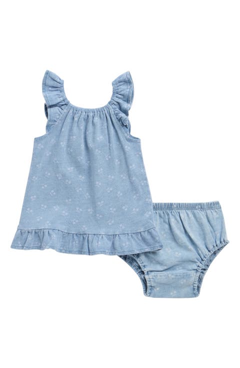 Cherry Bleach Wash Cotton Dress with Bloomers (Baby)