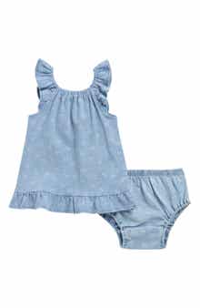 Splendid Cherry Bleach Wash Cotton Dress with Bloomers