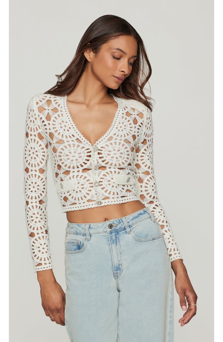 Generation Love Melody Crochet Cardigan, Main, color, White
