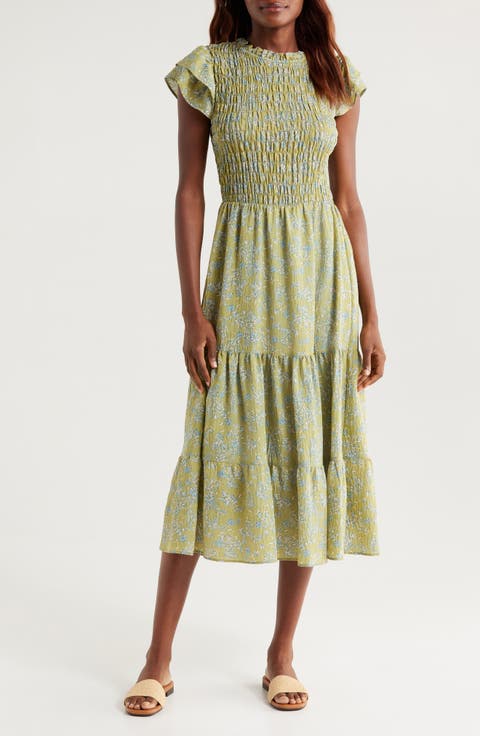 Matilda Smocked Tiered Midi Dress