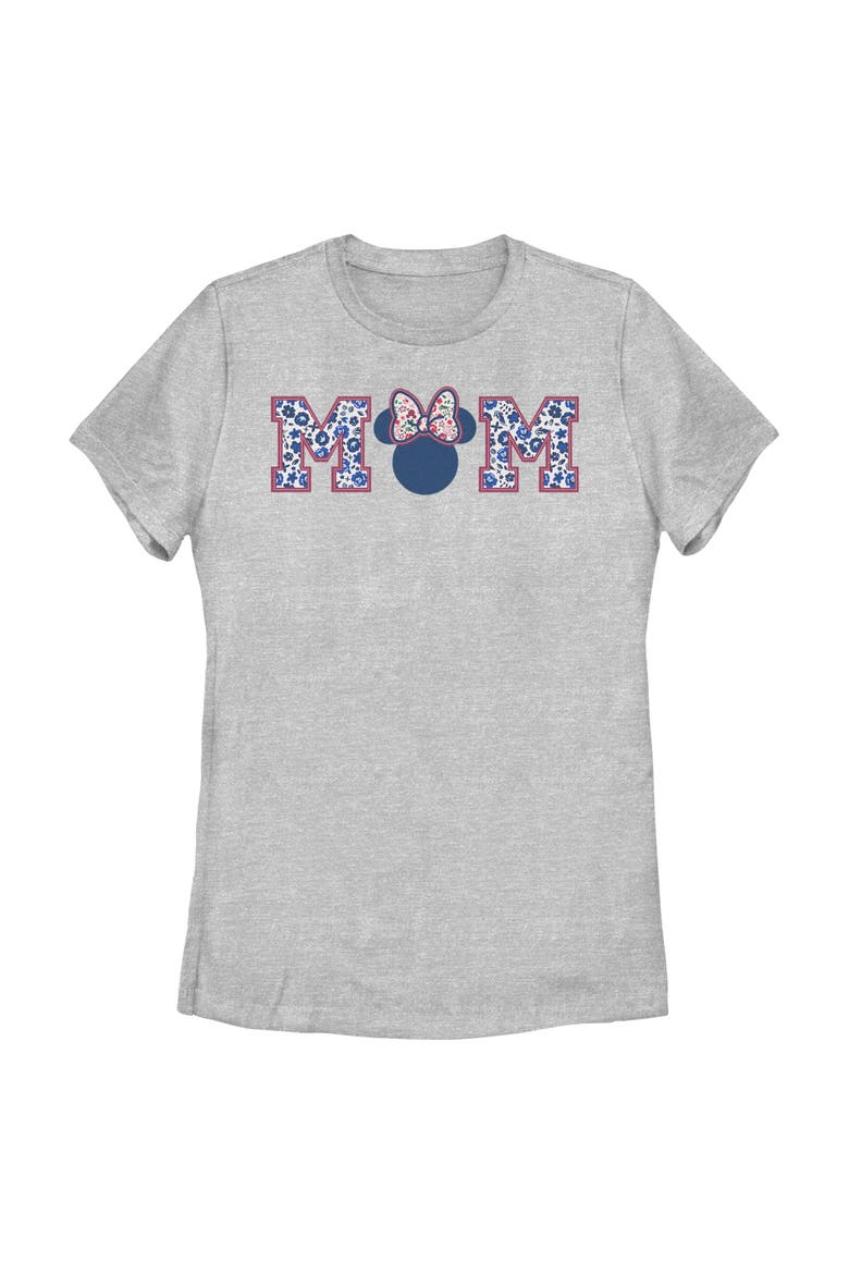Women's Minnie Mouse Flower Bow Icon Mom Shape  Graphic T-Shirt, Main, color, Athletic Heather