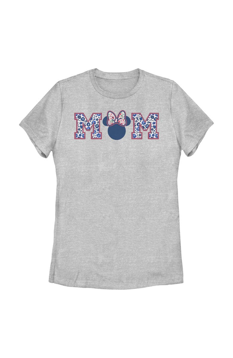 Minnie Mouse Women's Minnie Mouse Flower Bow Icon Mom Shape  Graphic T-Shirt, Main, color, Athletic Heather