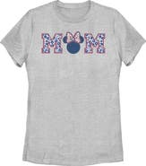 Minnie Mouse Women's Minnie Mouse Flower Bow Icon Mom Shape  Graphic T-Shirt