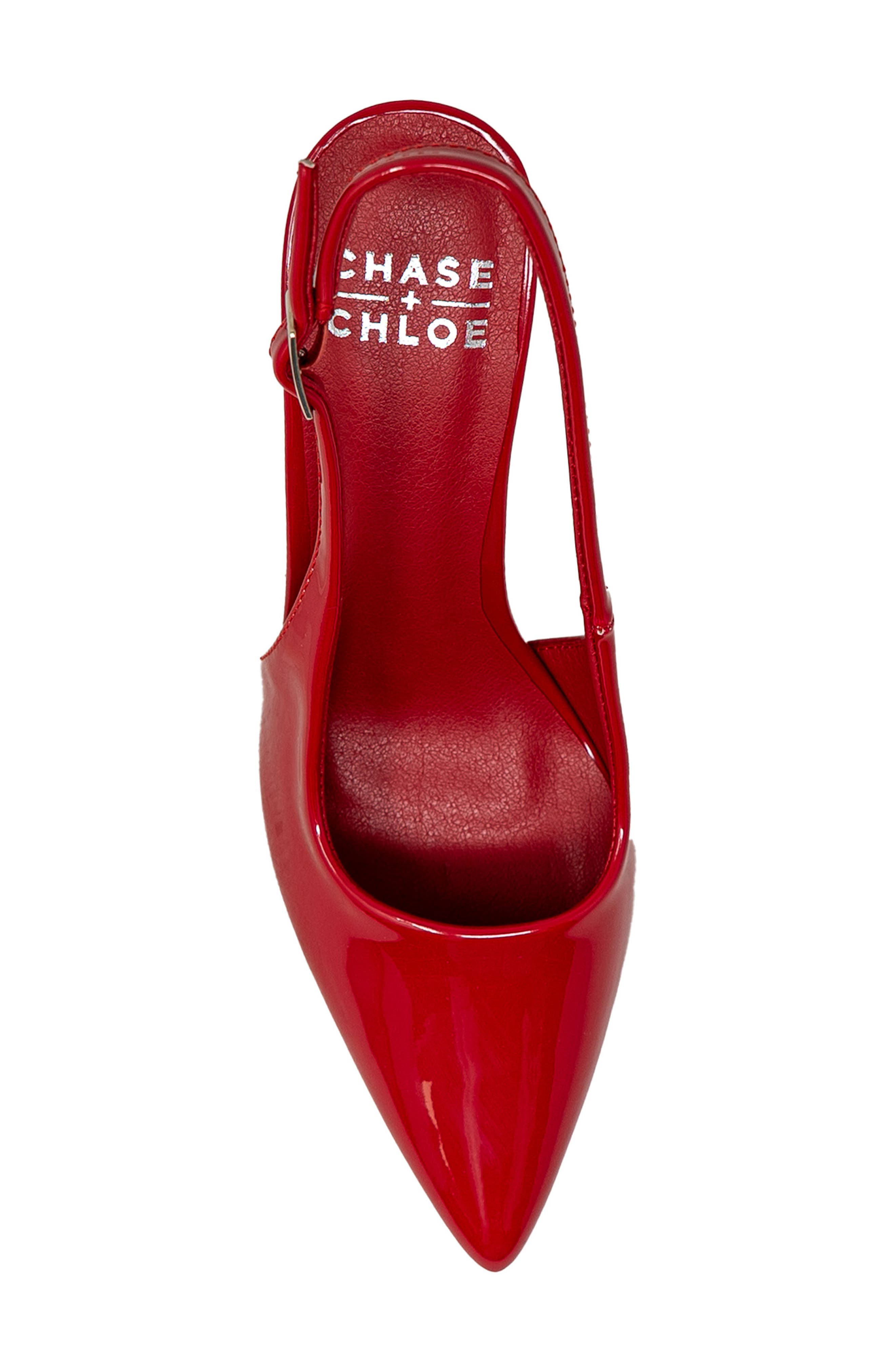 Pointed Toe Slingback Pump, Alternate, color, RED PATENT