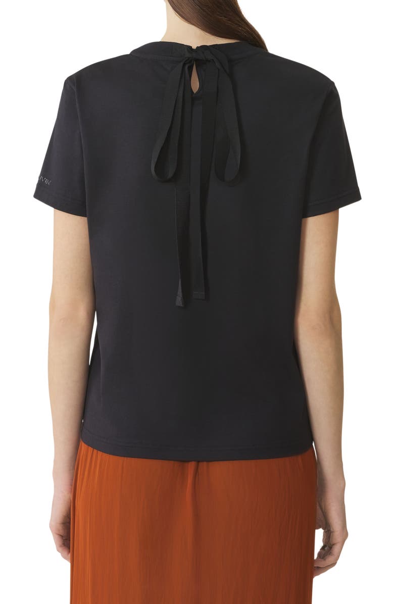 Lanvin Cotton T-Shirt With Ribbon Detail, Alternate, color, Black