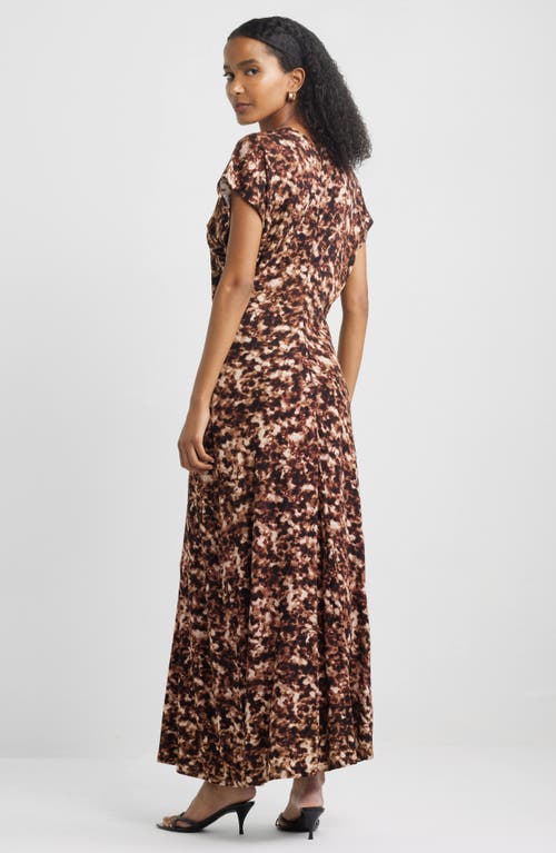 Nordstrom Draped Matte Jersey Maxi Dress In Black- Brown Tortoise