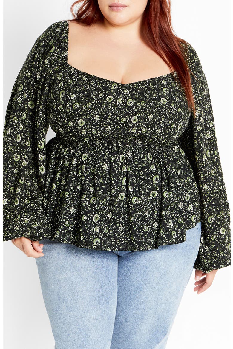 Monroe Smocked Top, Main, color, OLIVE DITSY