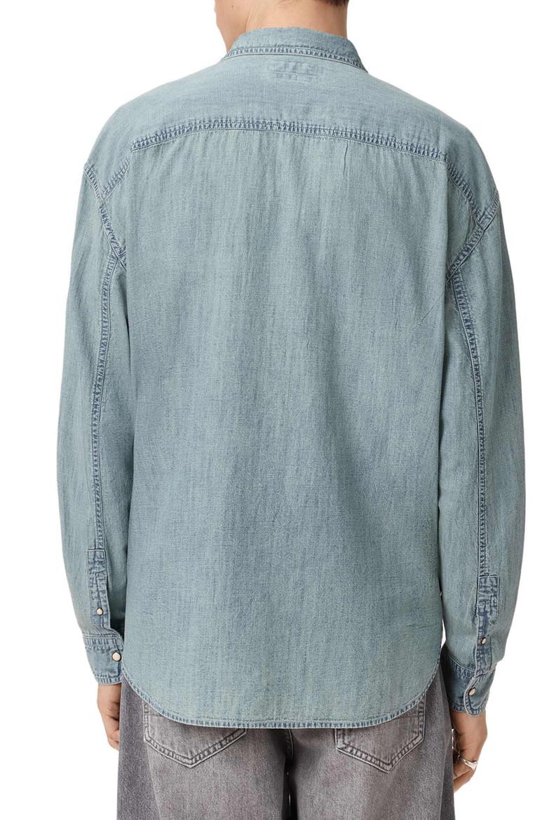 Gribbs Cotton Denim Snap-Up Shirt, Alternate, color, FADED INDIGO