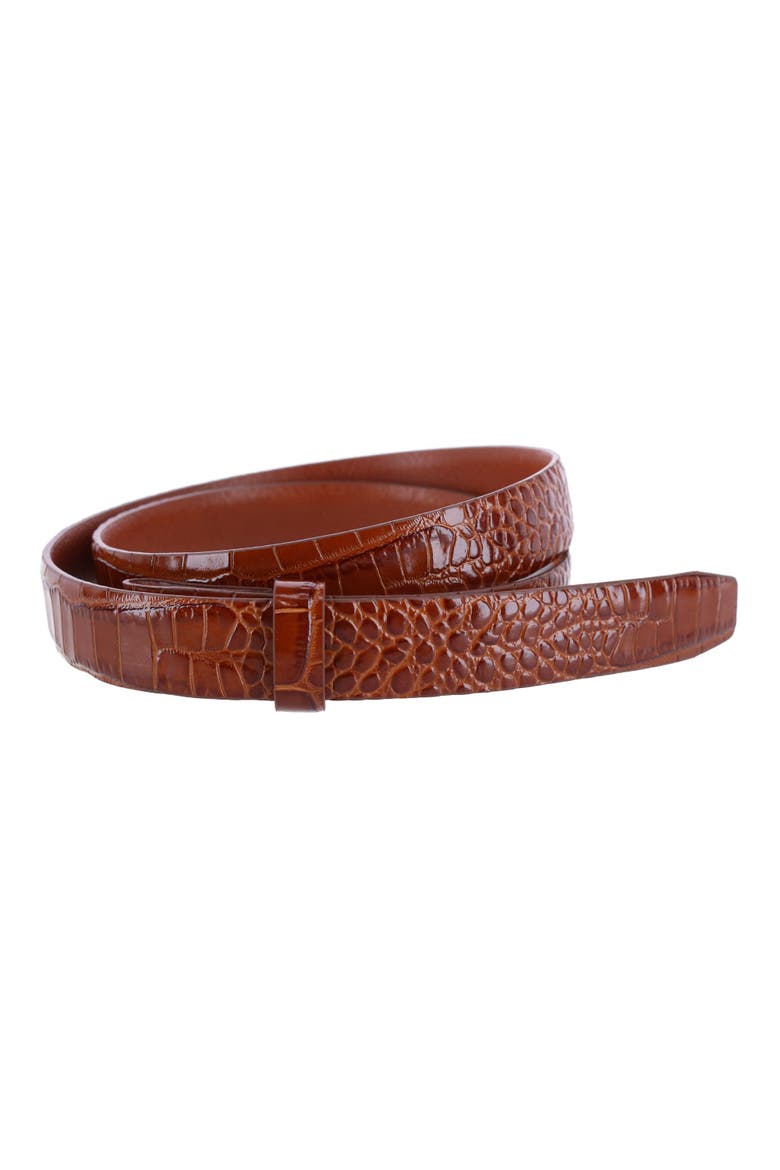 25mm Gator Embossed Leather Belt Strap, Main, color, Chestnut