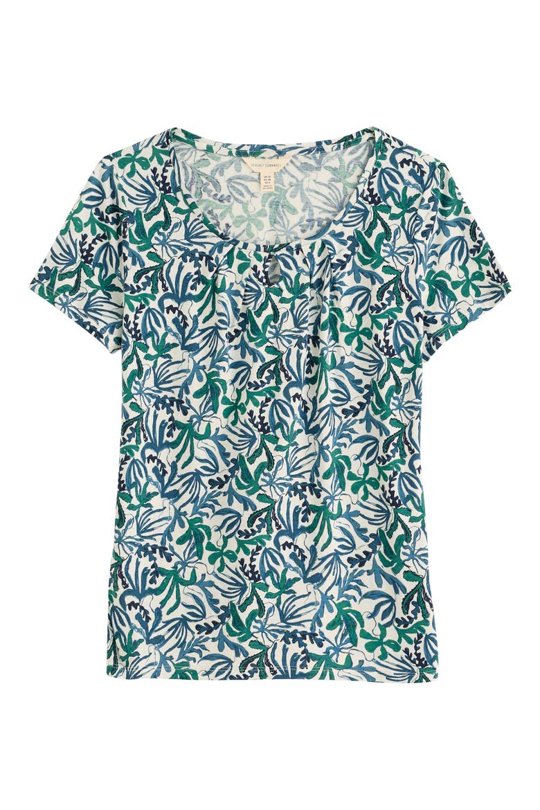 Appletree Frond Print Keyhole T-Shirt, Alternate, color, INKY FRONDS CHALK