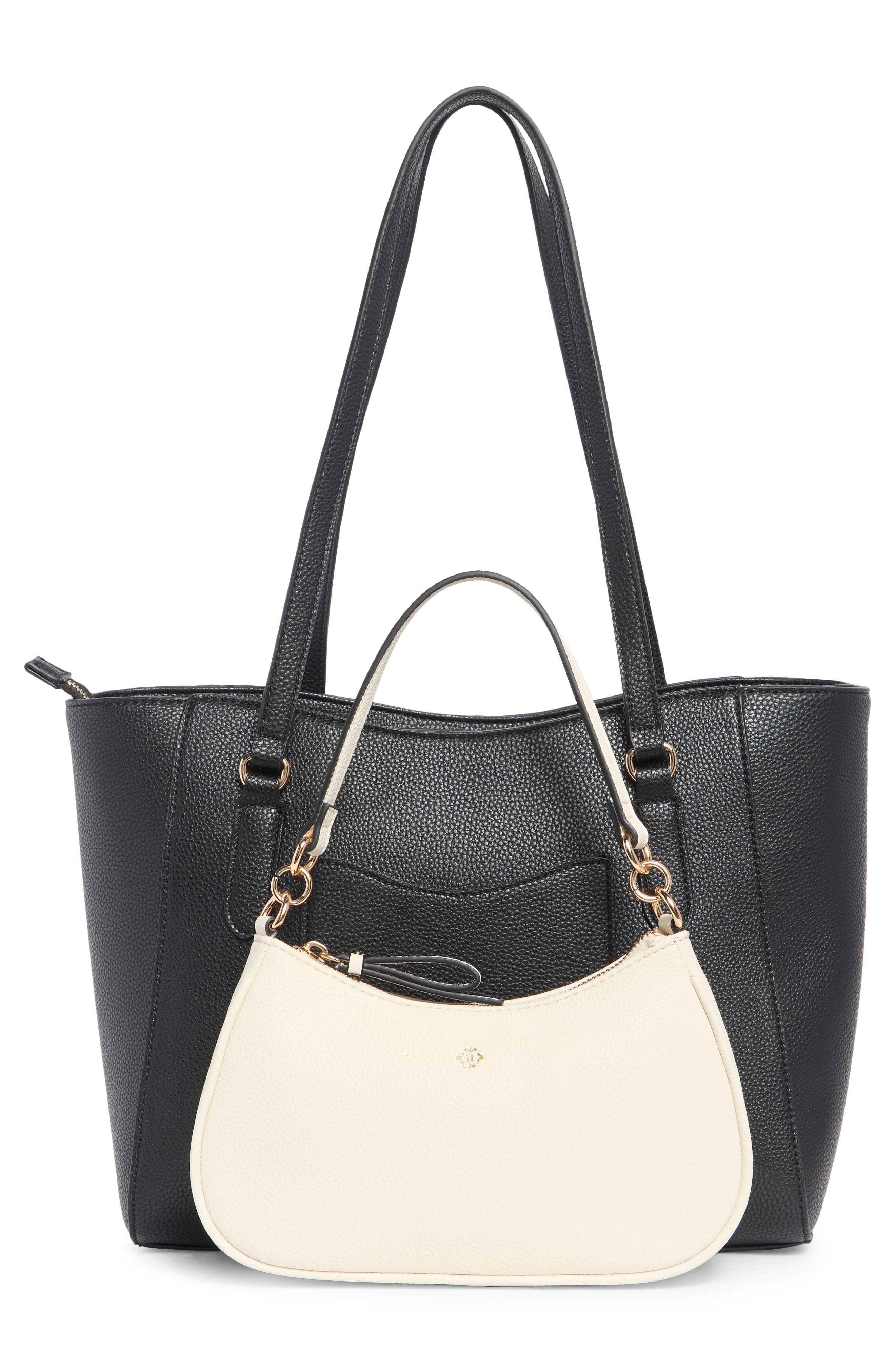 Nanette Lepore Three Piece Tote, Baguette & Card Wallet Set, Alternate, color, Black - Rice