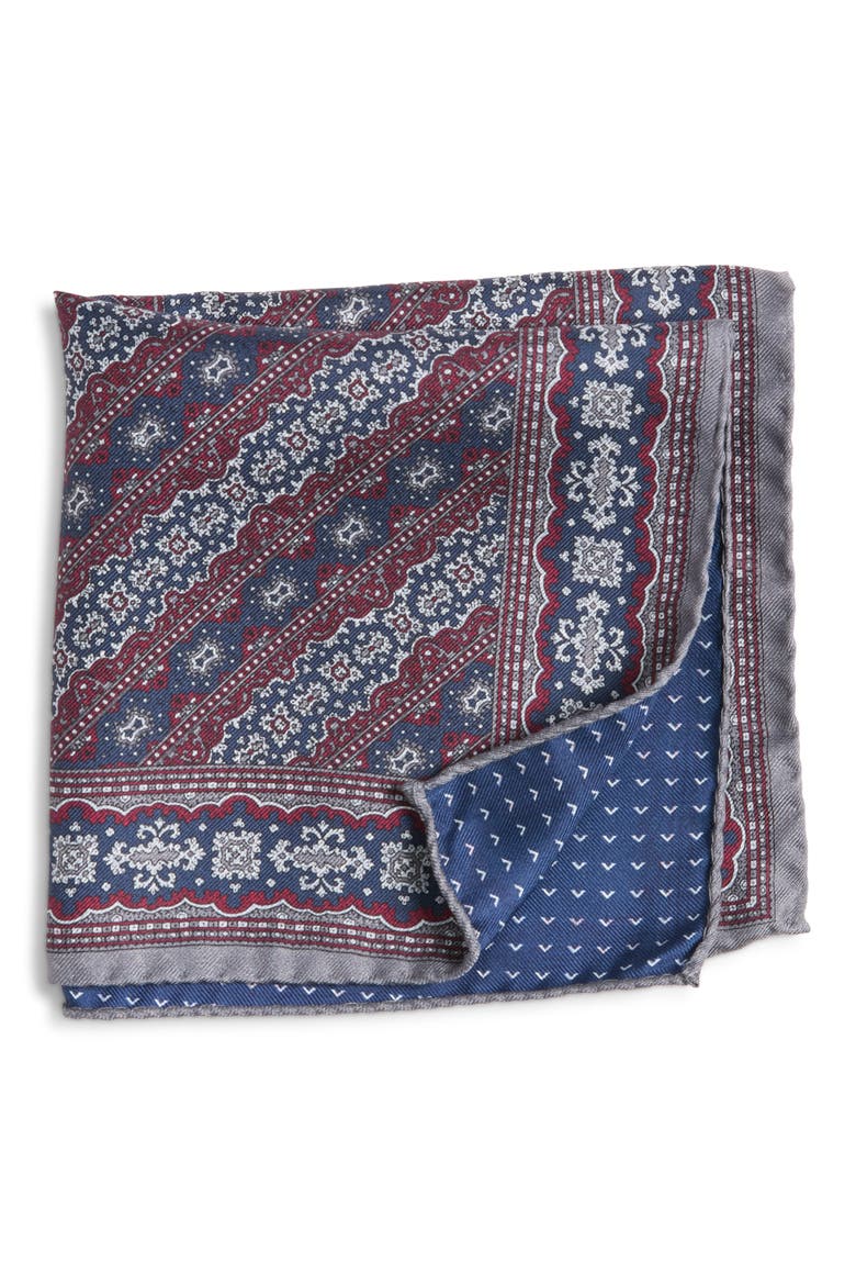 Paisley Pocket Square, Main, color, BORDEAUX