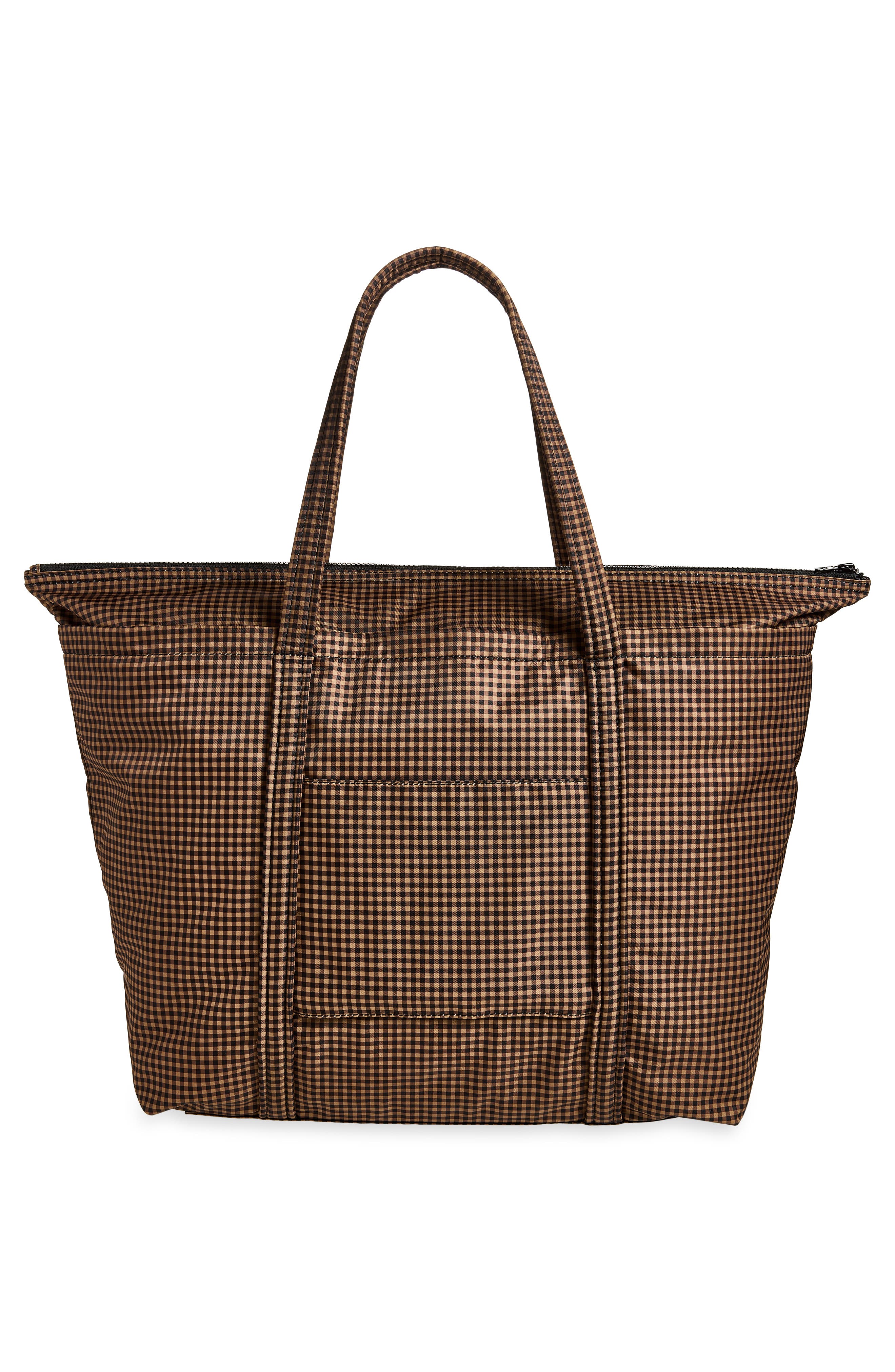 Loeffler Randall Dina Travel Tote, Alternate, color, Brown/ Black Check