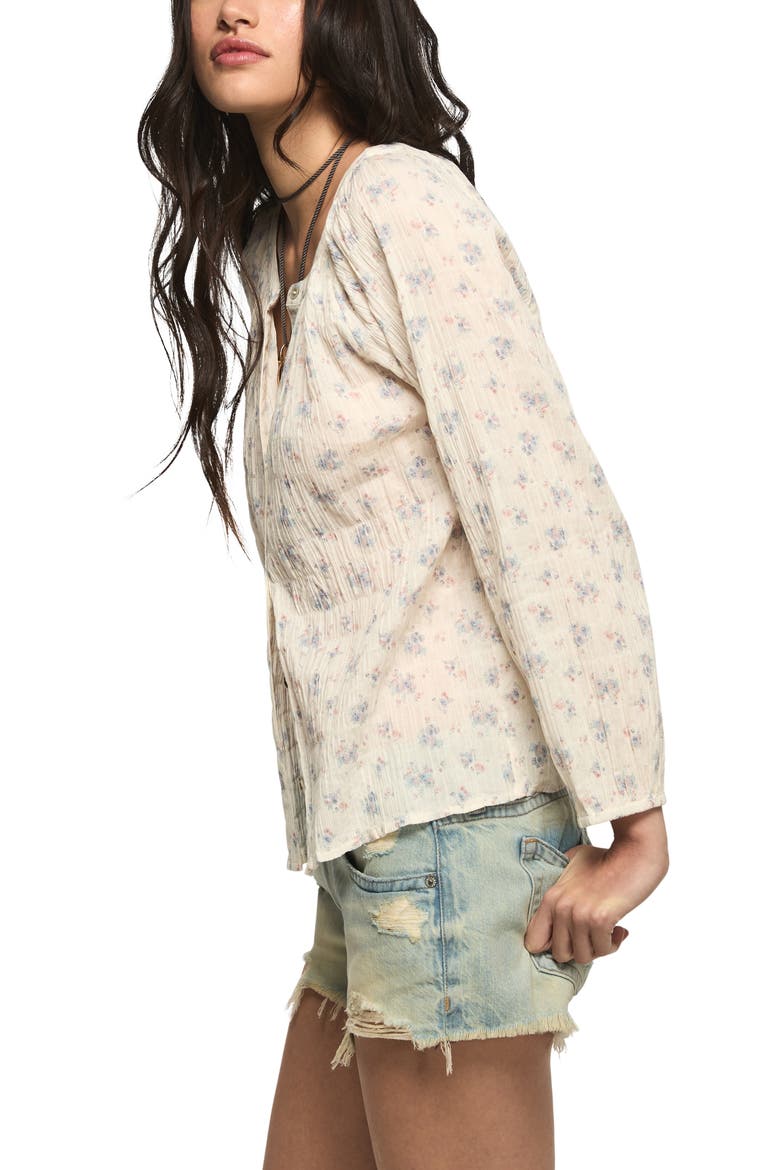 Ditsy Floral Stretch Cotton Button-Up Top, Alternate, color, CREAM FLORAL