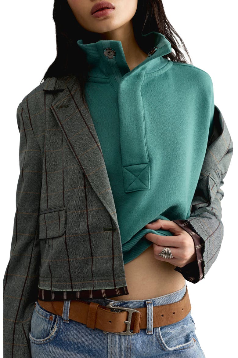 Timeless Snap Placket Pullover, Main, color, AQUA