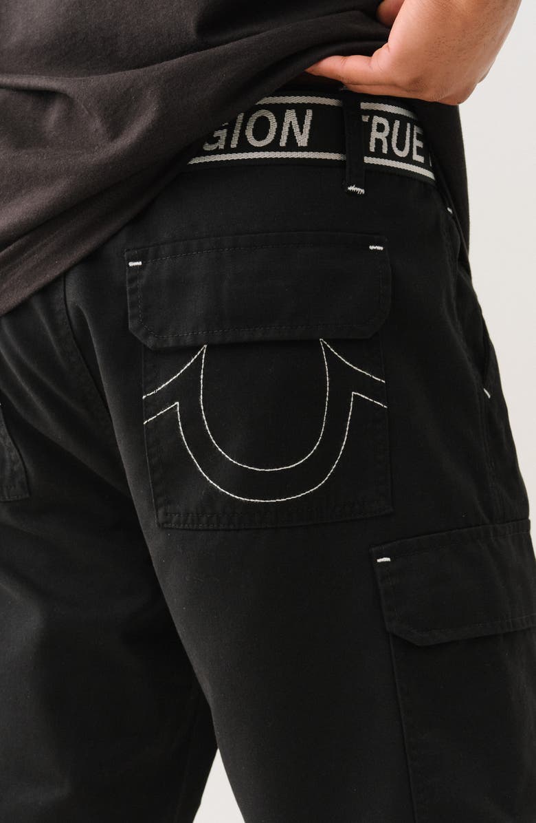 True Religion Logo Belt Cargo Shorts, Alternate, color,