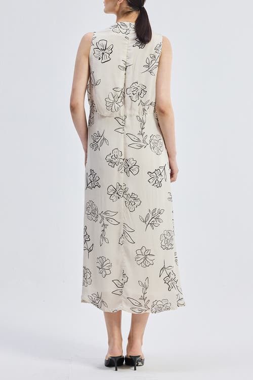Reistor Front Twist Maxi Dress In Black Florals In Flowers In The Wind
