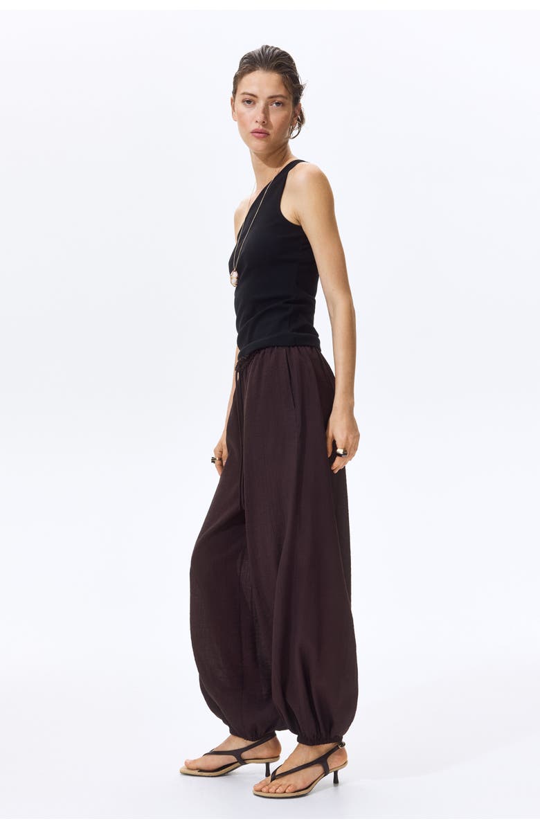 H&M Balloon Drawstring Trousers, Alternate, color, Dark Brown