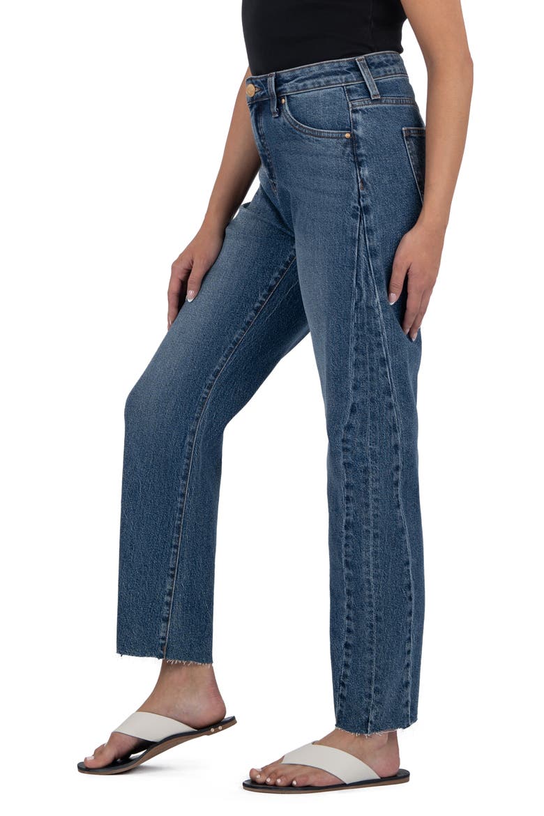 Ashley Raw Hem High Waist Ankle Slouchy Barrel Jeans, Alternate, color, MODERATE W/DK